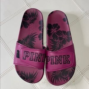 VS Pink Hawaiian Print Slides